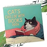 Funny Reading Cat Calendar 2026, Calendars 2026 Funny Calendars, Cats Chilling with Books Calendar Creative Family Planning Reminder for Home, Home Decor Gift for Book Lover and Cats Lovers