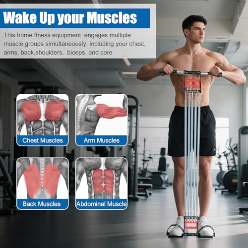 COVVY 3 in 1 Multifunktionale Sportgerät Bauchtrimmer + Handgreifer + Expander mit 5 Federn für Brust Hand Arm Training|Übungen Expander Muskelaufbau