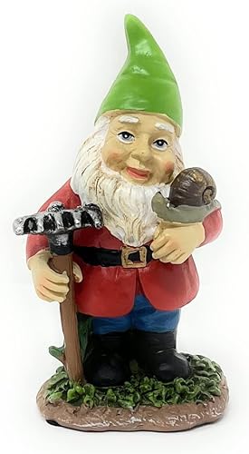 Miniatura 3 de Nature's Mark Juego de 4 gnomos de jardinero de resina, estatua decorativa para el hogar (4 pulgadas de alto)