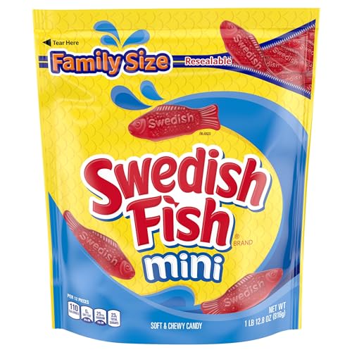 SWEDISH FISH Mini Soft & Chewy Candy, Bulk Candy, Family Size, 1....