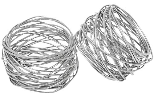 Image of SKAVIJ Handmade Twisted Wire Mesh Napkin Rings Holders Decor Dinner Party Wedding Thanksgiving Christmas Gathering (Silver 12pcs)