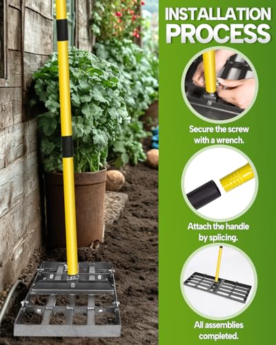 image for Joyhalo Lawn Leveling Rake, 30 Inch Yard Lawn Leveling for Soil with 7