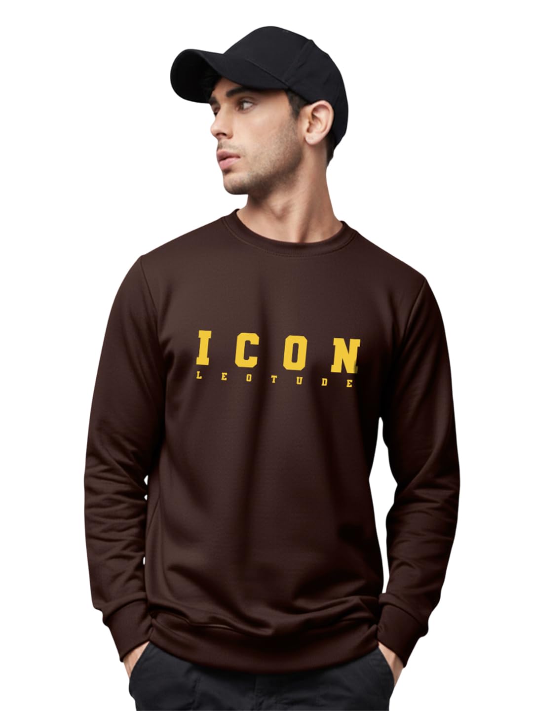 leotude Men’s Printed Sweatshirt | Front Graphic Pullover | Stylish Streetwear Sweatshirt for Men's (Color_Brown)-picture-12