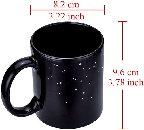 Vista 4 de Antner Taza de café mágica que cambia de calor, sistema solar, taza de cerámica sensible al calor, 12 onzas