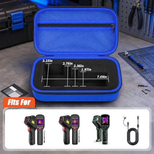 Image of Boobowl Case Compatible with for HSFTOOLS HF96 / H128 / Thermal Camera, Infrared Cameras Storage Holder Box for USB Cabless(Bag Only) (Blue, For TC004 / H96 / H128)