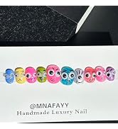 MNAFAYY 100% Handmade Nails Short Funny Press On Nails Luxury & Custom Fake Nails 3DReusable UV F...