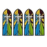 Wezdopu 4PCS Christian Bookmarks with Church Window Design, Cross Pattern and Stained Glass Accents, Religious Reading Markers and Gift Ideas