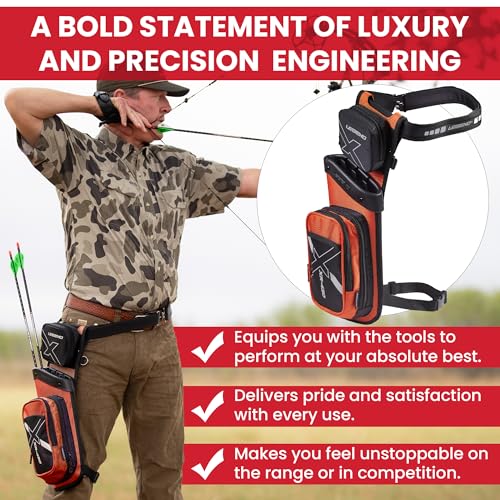 Legend XR430 Premium Field Quiver for Arrows - Right-Handed Hip Arrow Quiver with Removable Release Pocket, Durable Archery Quiver with Tools & Accessories Compartment, Arrow Holder