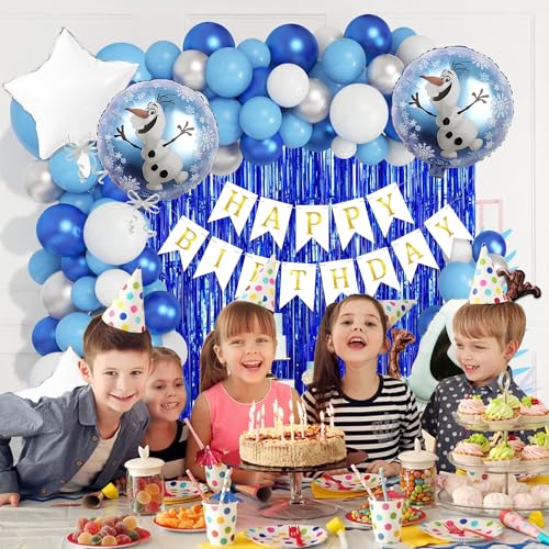 Image of Rozi Decoration Olaf Theme Birthday Decoration Items Set of 47 Pcs Cartoon Birthday Theme Decoration for Girls | Cartoon Olaf Birthday Decoration for Boys | Olaf Balloons Decoration