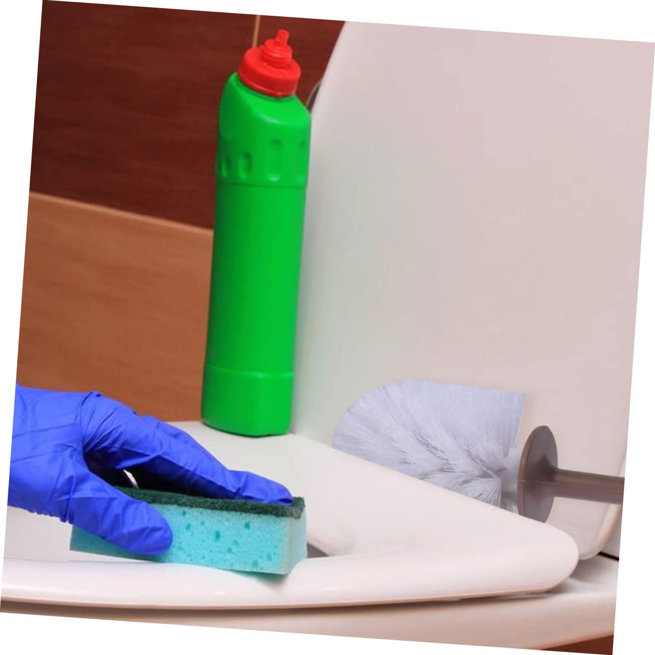 OUNONA 2piezas Escobilla De Baño con Mango y Base Antideslizante Accesorios De Limpieza para Cuartos De Baño Casa y Hotel Color Café