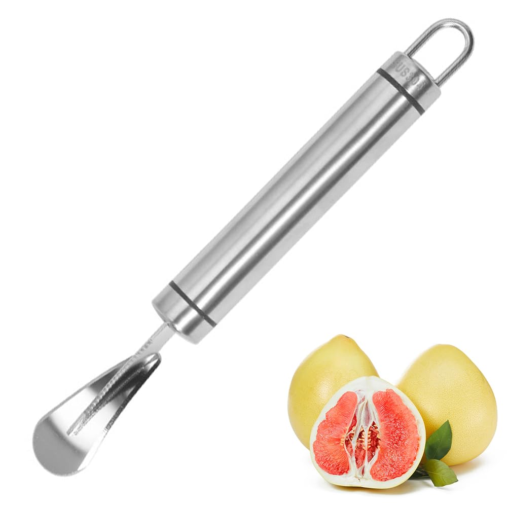 Xinazzit Silver 304 Stainless Steel Citrus Peeler Grapefruit Peeling Tool Household Curved Handle Fruit Peeler Tool Suitable For Grapefruit Orange Lemon Etc