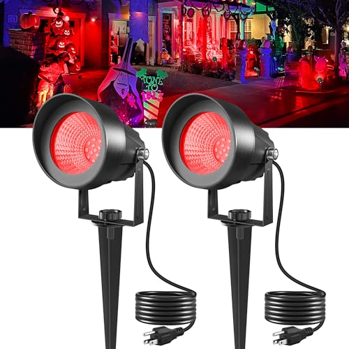 T-SUN Spot Lights Outdoor Red Landscape Spotlights for Patio Party 2 Pack