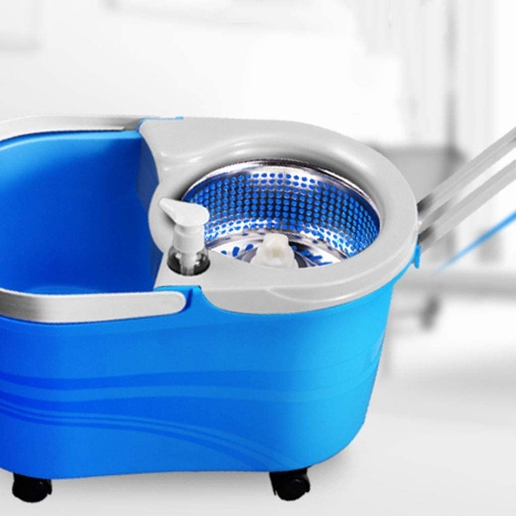 Cubo fregona Giratorio Giro automático 360 ​​° Cabezales fregona Microfibra Lavables máquina: Kit fácil Uso Almacenamiento más 4 Cabezales fregona