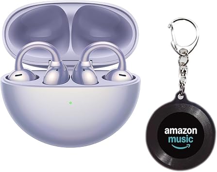 HUAWEI FreeClip Wireless Earbuds, Bluetooth Open Ear, Ear Cuff, Purple + Exclusive The Music Keychain, Music Keychain, Blue, Free
