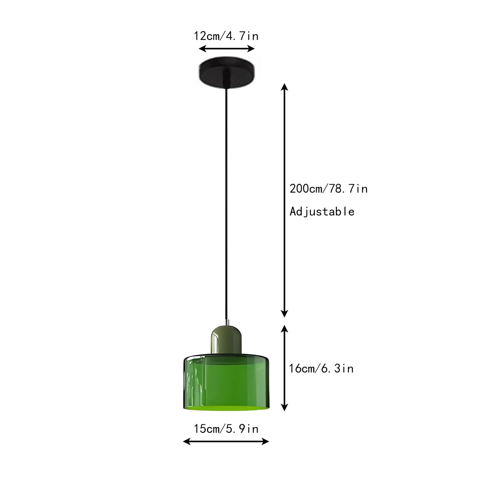 Pendelleuchte Glas Kleine Moderne Hängeleuchte Höhenverstellbar Für Schlafzimmer Kücheninsel Wohnzimmer Flur Esszimmer Deckenlampe (Grün)