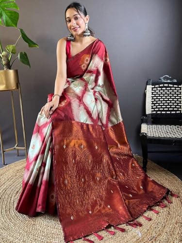 Image of SGF11 Women's Kanjivaram Pure Soft Silk Saree With Unstitched Blouse Piece