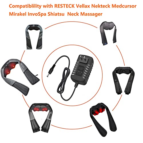 Wall Ac Adapter Power Cord Compatible For Resteck,Vellax,Nekteck Lms-801,Medcursor,Mirakel,Invospa Shiatsu Back Shoulder And Neck Massager Charger Power Supply 12V #TOP5