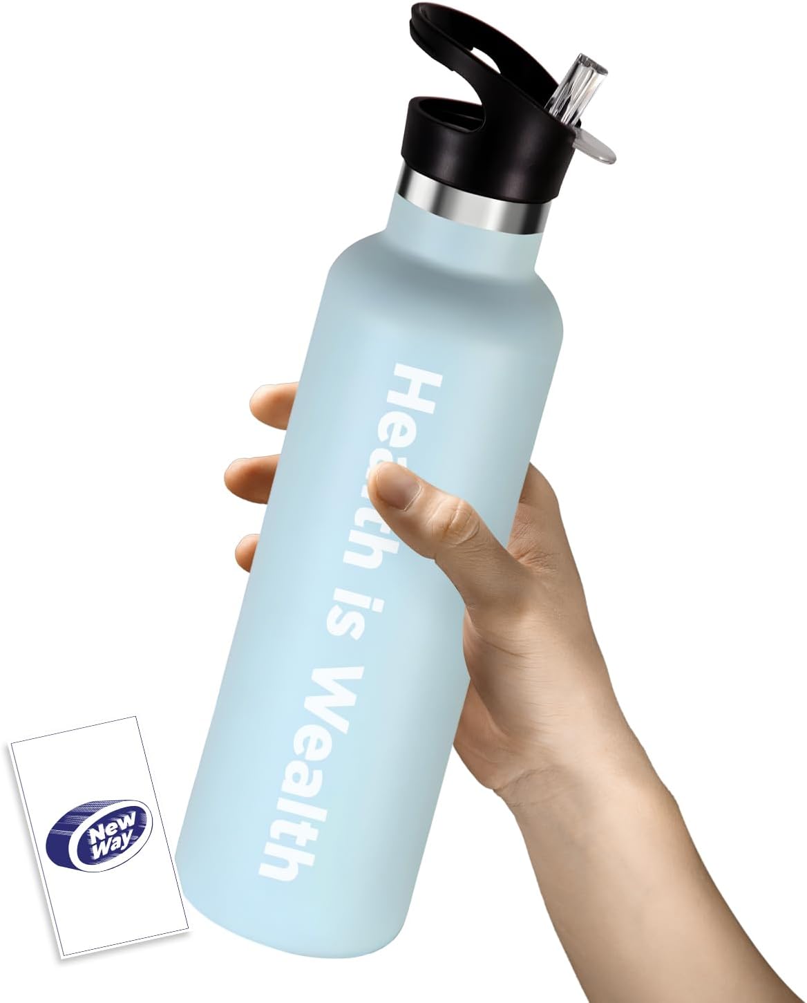 NewWay 32 Oz Vacuum Insulated Stainless Steel Water Bottle | 12Hr Cold, 6Hr Hot | Spill-Proof, Eco-Friendly | Fitness, Outdoor & More | BPA-Free, Corrosion-Resistant, Thermal Bottle (Light Gray)