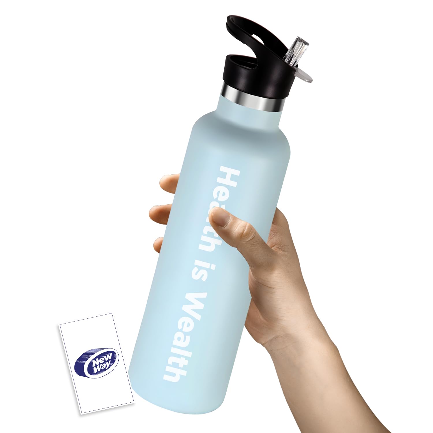 NewWay 32 Oz Vacuum Insulated Stainless Steel Water Bottle | 12Hr Cold, 6Hr Hot | Spill-Proof, Eco-Friendly | Fitness, Outdoor & More | BPA-Free, Corrosion-Resistant, Thermal Bottle (Light Gray)