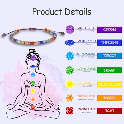MagEnergy Chakra Bracelets for Women, 7 Chakra Healing Crystals Spiritual Bracelet, Healing Stones Crystal Bracelet for Relax Anxiety Relief Meditation3