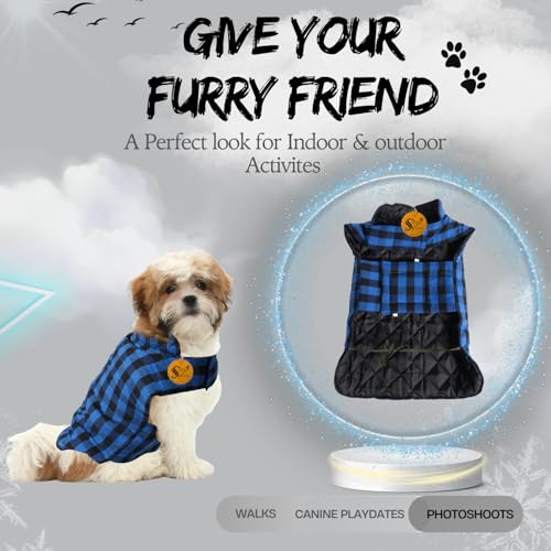 Image of Sage Square Winter Coloured Dog Coat - All-Weather Protection, Windproof, Waterproof Cozy Fleece Lining, Adjustable Straps, Durable, Stylish, Comfortable, Jacket (Blue & Black, Extra Small)