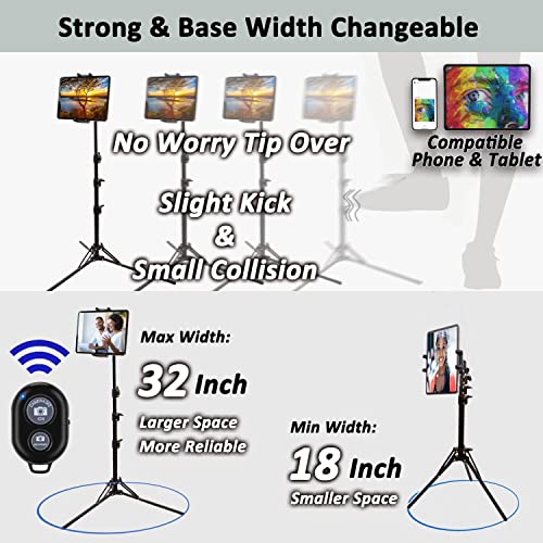 Tablet Floor Tripod, Cell Phone Floor Stand, Ipad Holder Stand With Adjustable Height And 360° Rotating Tripod Ipad Mount For Ipad Mini Pro 12.9/9.7/11, Air, Iphone, 4.7-13" Tablet Cell Phones #TOP2
