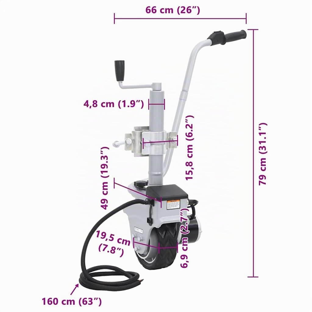 vidaXL Stützrad Motorisiert Aluminium 12V 350W
