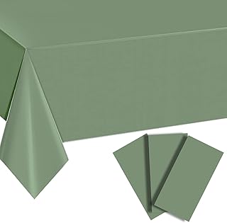 3Pcs Sage Green Plastic Tablecloths for Rectangle Tables, Light Green Disposable Tablecloth, Waterproof Sage Green Table Cover for Birthday Bridal Wedding Baby Shower Party Decorations, 54 X 108Inch