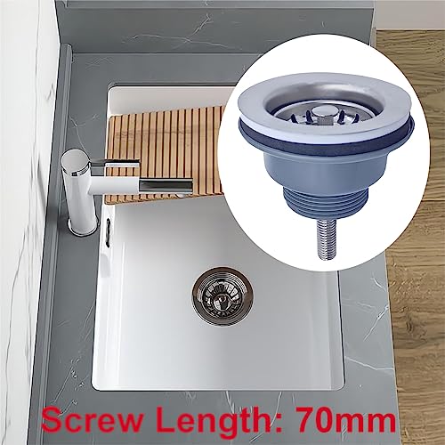 Qrity 84MM Sink Collection, Stainless Steel and PVC Kitchen Sink Basket Strainer Plug Waste G1½" - Image 3