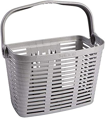 Bicycle Basket, Bellelli, Quick Release, Removable, Lightweight Plastic Basket, Easy to Mount, with Swing Up Handle, Plaza, Made in Italy