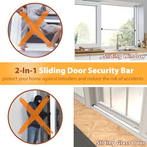 Feblomst Sliding Door Security Bar 18"-51", Adjustable Sliding Door Lock Security Bar, Window Security Bars Inside For Sliding Glass Door Home Apartment Safety thumb #1