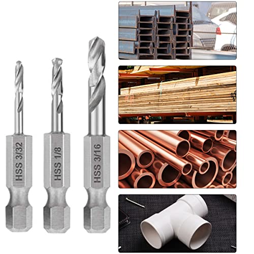 Yenjo 5 Pieces Stubby Drill Bit Set For Metal, 6542 Hss 1/4 Inch Quick Change Hex Shank Short Length Drill Bits For Right-Angle Drill Attachment And Used In Tight Spaces #TOP3