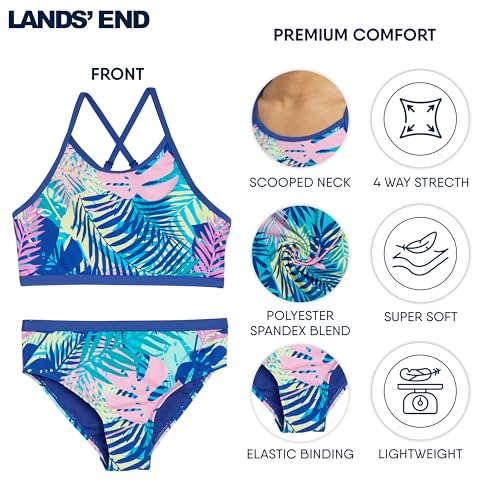Image of Lands' End Girls' Swim UPF 50+ Adjustable Strap Bikini Set
