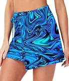 Swim Skirt Bottoms for Women Layered Quick Dry Side Tie Wrap Sun Protective Upf 50+ Sarong Coverups M-L