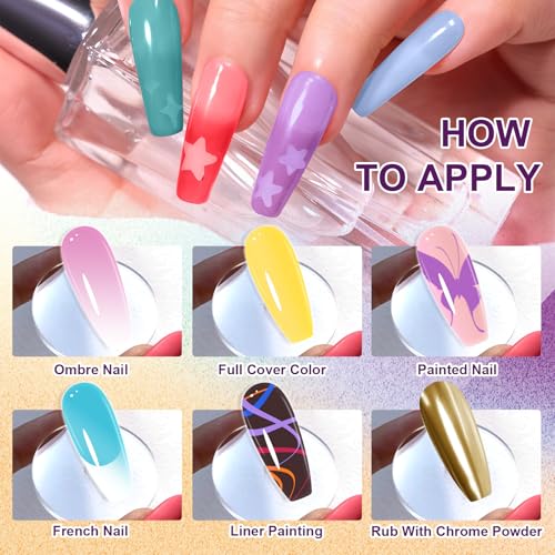 U-Shinein Żel do malowania gradientowego, 24 kolory ombre lakier do paznokci żel do paznokci ombre aura, francuski manicure DIY Nail Art, paleta C