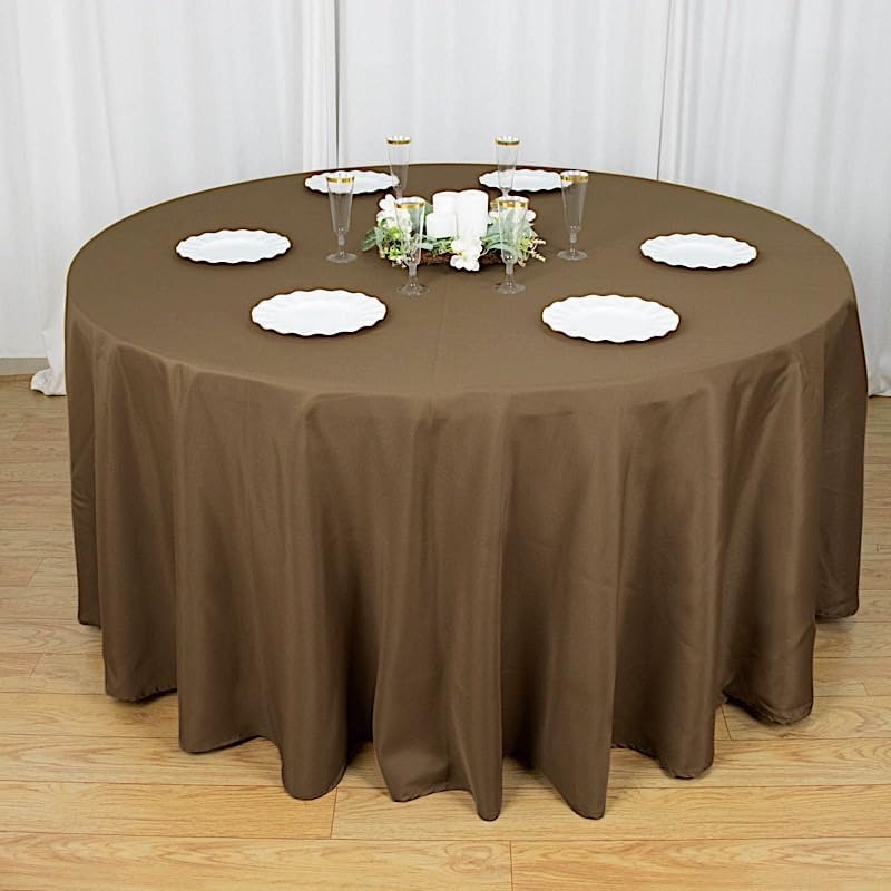 Miniatura 3 de 120 inch Taupe Round Washable Polyester Easy-Care Tablecloth for Indoor and Outdoor Bridal Shower Wedding Table Buffet Table Parties Events Kitchen