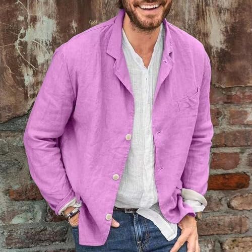 Men's Cotton and Linen Casual Blazer Jacket Regular Fit Lightweight Summer Fall Tops3