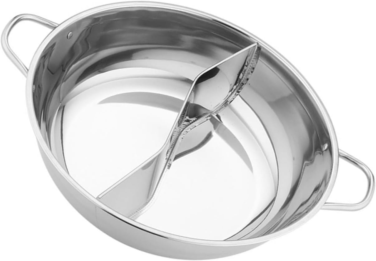 Olla de acero inoxidable para dos sabores con divisor para cocina de inducción y gas