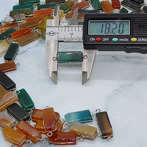 Fun-Weevz 24 Pcs Agate Gemstone Charms For Jewelry Making Adults, Assorted Semi-Precious Stone Bead Pendants Kit, Includes 30M Cord (Semi Precious 1) #TOP3