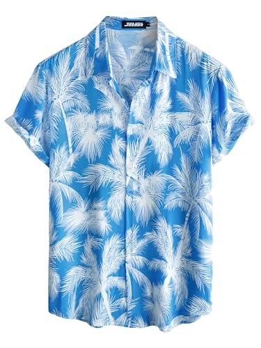 Image of JOTOOK Mens Hawaiian Shirt Short Sleeve Button Down Tropical Shirts Casual Floral Summer Beach Shirt