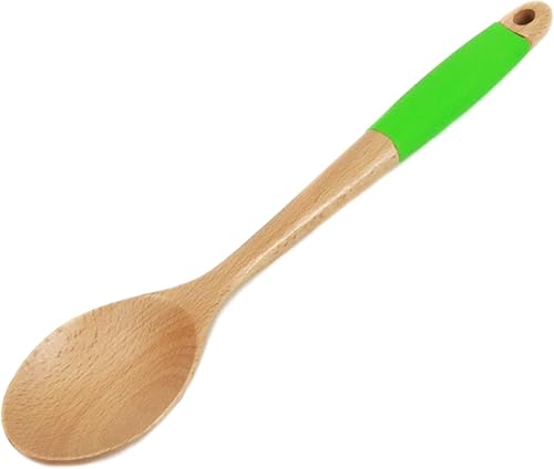 Miniatura 10 de Chef Craft Juego de cucharas de madera con mango de silicona premium, 14 pulgadas, color verde