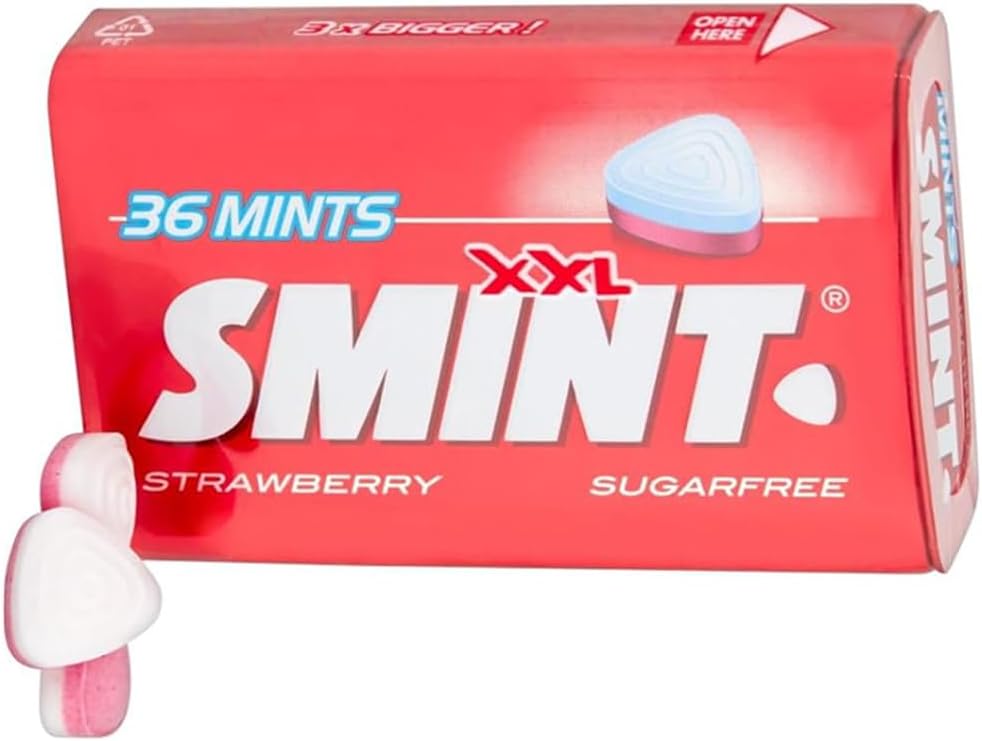 SMINT XXL Strawberry Sugar-Free Mints - 12 Packs (36 Pieces Each) with Breathe Mint Benefits