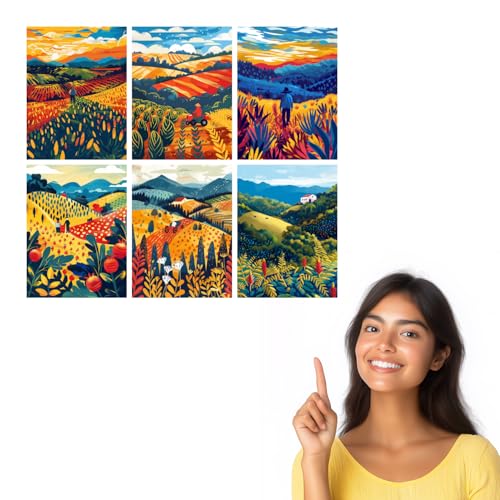 Image of SiddArtify Vibrant Sunset Landscape Art Print Set - Sticker - 8x12 Inch - Pack of 6 Wall Room Decoration art Poster Prints