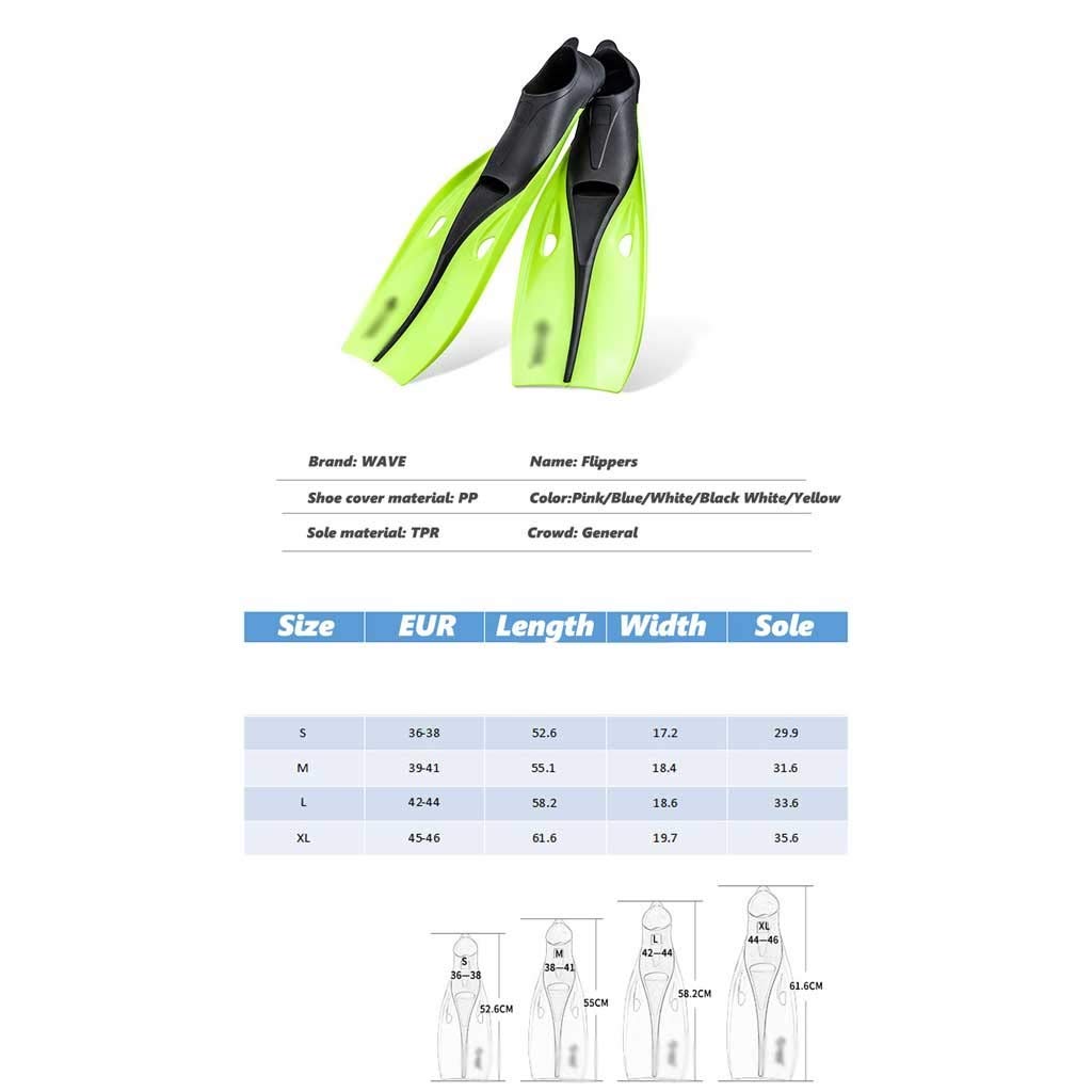 Pinne Lunghe Professionali for Lo Snorkeling, for Uomo e for Donna, Pinne for Immersioni subacquee, Pinne in TPR Antiscivolo e Pom, Pinne for Il Nuoto