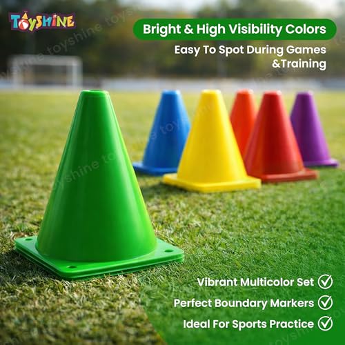 Image of Toyshine 9 Inches Plastic Multicolored Stacking Cones | Perfect for Sports Training | Set of 6, (SSTP)