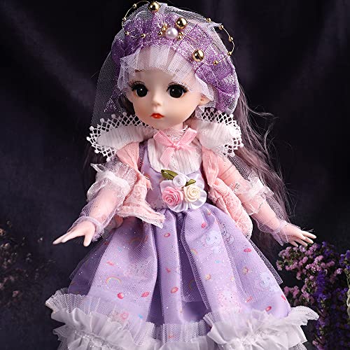 Bjd Dolls Girl 12 Inch 1/6 Sd Dolls With 13 Removable Jointed For Doll Toys, Cute Doll Toy With Clothes And Shoes, Birthday Gift For Age 3 4 5 6 7 8 Year Old Girls (Purple) #TOP5