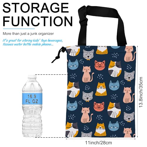 Image of Car Trash Bag Cute Cat Car Garbage Bag Hanging Car Trash Can for Back Seat with Drawstring