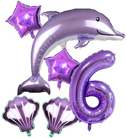 Amazon Co Jp 風船 40インチのナンバーのヘリウムバルーン海のテーマセット誕生日パーティーの装飾ベビーシャワー118cmの紫色のイルカの 風船 Color 6 おもちゃ