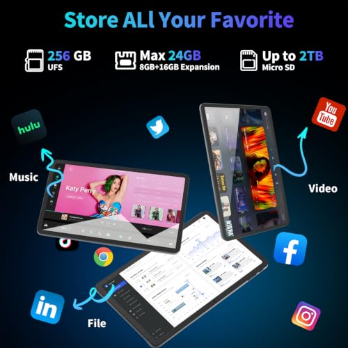 Image of 2026 12 Inch Large Tablet, Androld 16 Tablet with Keyboard (Pink Case)