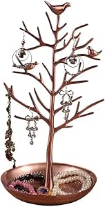 Albero Portagioielli In Oro Bianco - Portagioie Donna Nero - Oro Rosa - Metallo - Porta Gioielli Design Alberi Della Vita Soprammobile (Furo Bamboo Oro Rosso - Foto 11